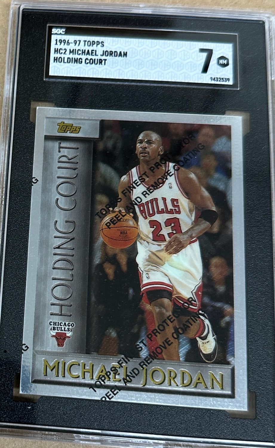 1996/97 Topps #HC2 Michael Jordan Holding Court SGC 7
