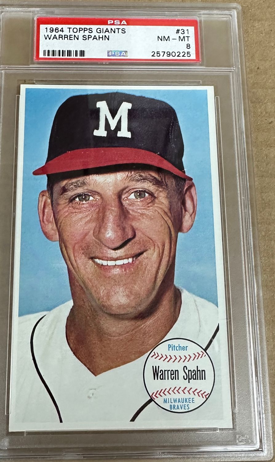 1964 Topps Giants #31 Warren Spahn PSA 8