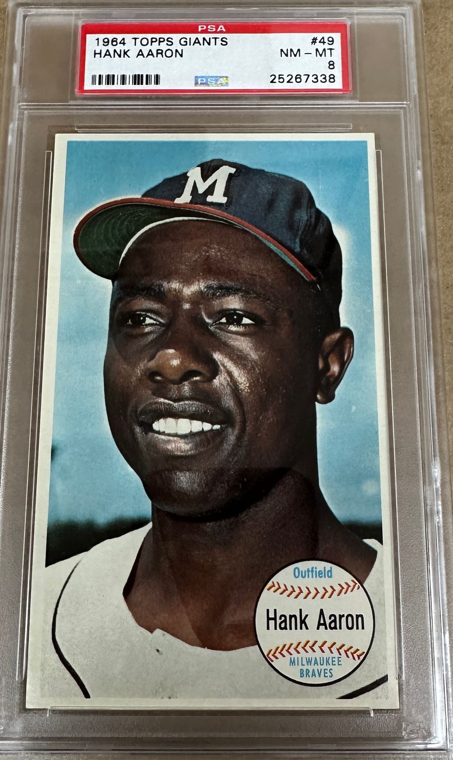1964 Topps Giants #49 Hank Aaron PSA 8
