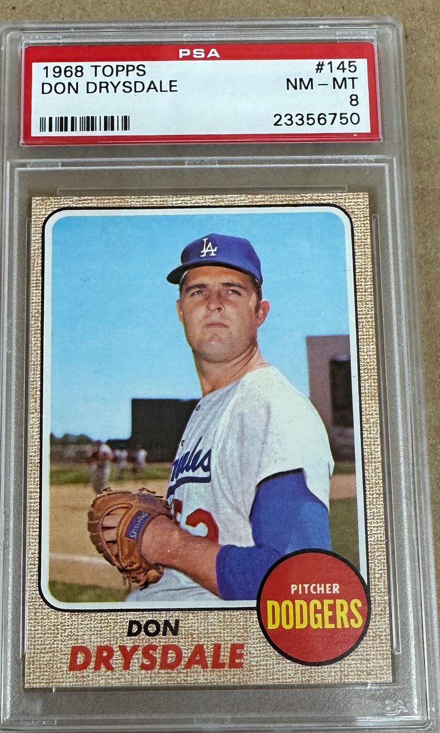 1968 Topps #145 Don Drysdale PSA 8 Well Centered!