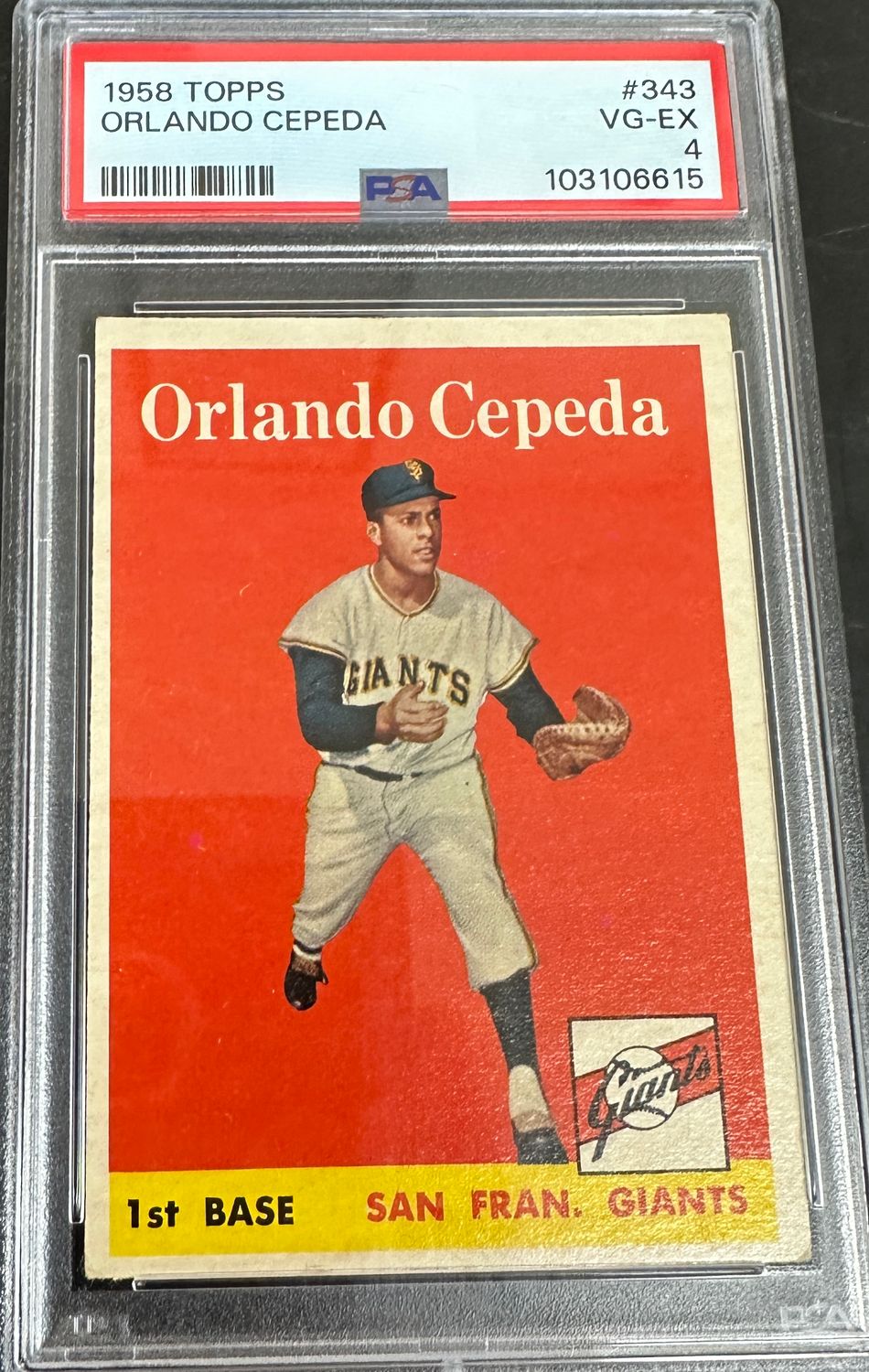 1958 Topps #343 Orlando Cepeda rookie PSA 4