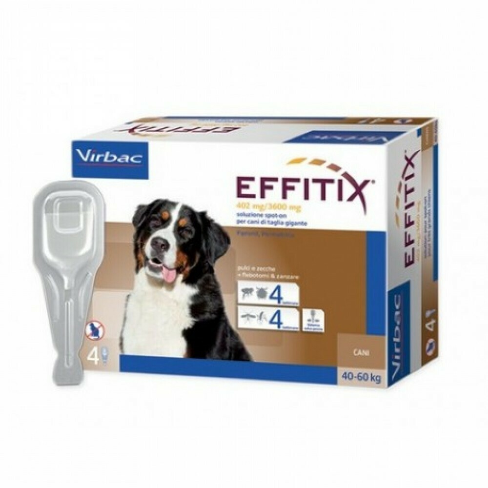 Effitix - antiparassitario spot on per cani - 
da 40 a 60 kg confezione da 4 Pippette
402 mg/3600 mg