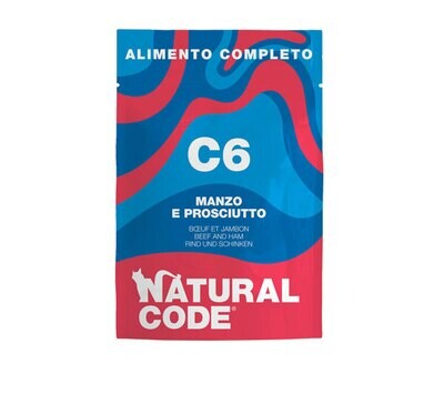 Natural Code For Cat Manzo & Prosciutto C6 gr. 70