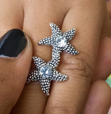 Oxidized Studded Starfish Earrings