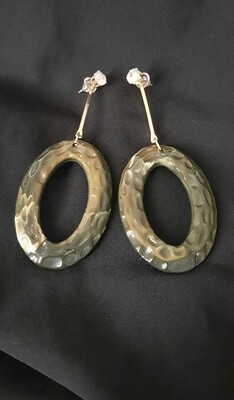 Dangling Oval Earrings - Olive Green (Shaded)