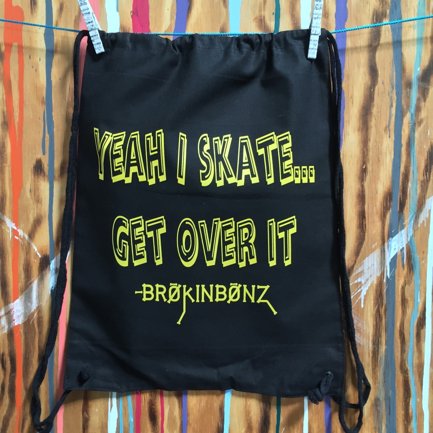 Yeah I Skate Get Over It Drawstring Backpack