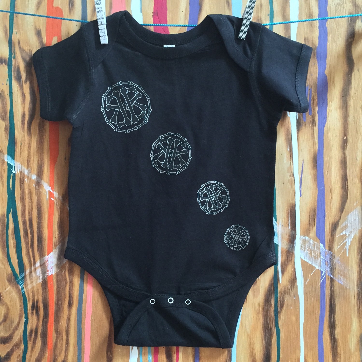 CIRCLE13 Infant Creeper...logo in Black and Silver Shimmer