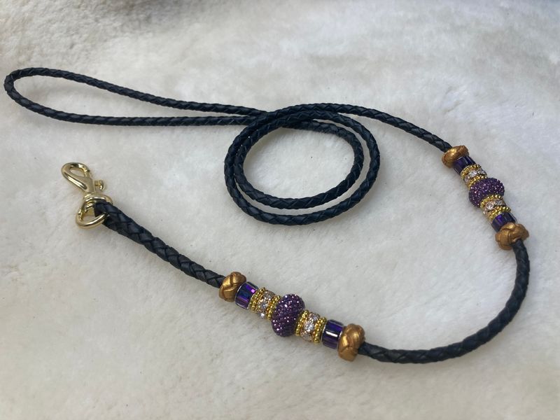 Kangaroo Leather Beaded Dog Show Lead