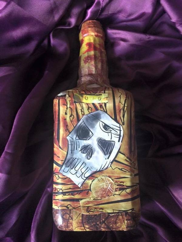 Leghba Hoodoo Bottle (Glass bottle collage)