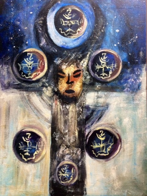 Six of Disks  (Acrylic on canvas)