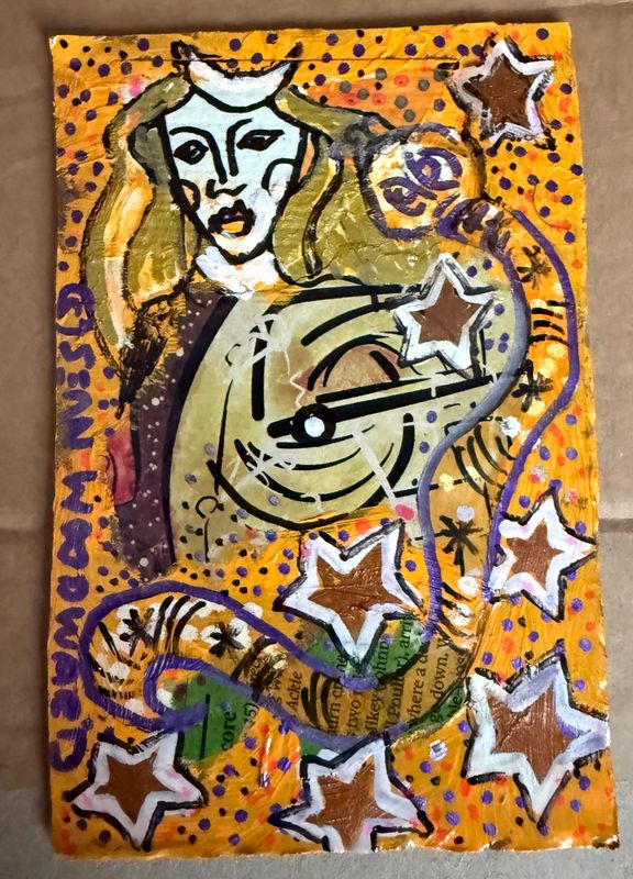 Solar Witch - Original Art on Recycled Cardboard