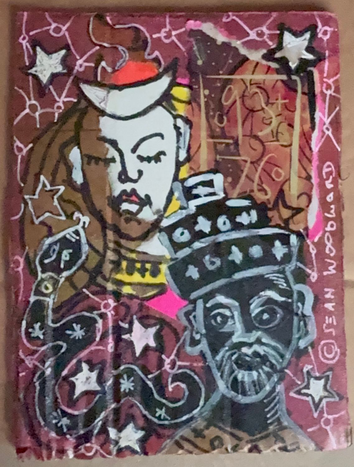 Black Snake Witch - Original Art on Recycled Cardboard