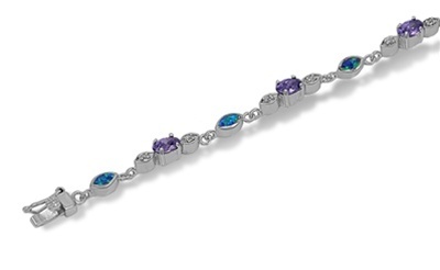 Carribean Opal and Amethyst Bracelet