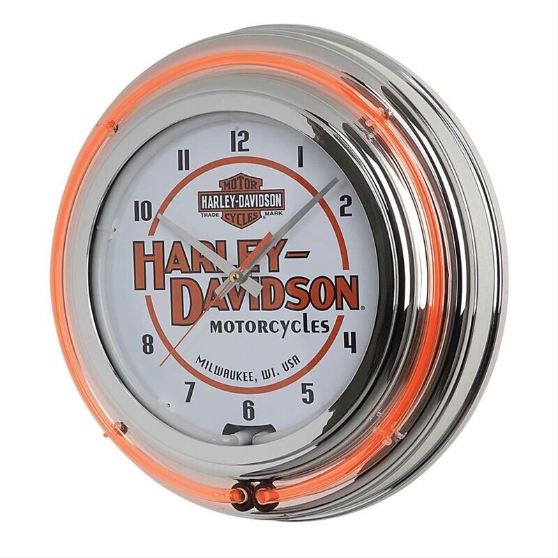 Harley-Davidson® Doppel-Neon-Wanduhr