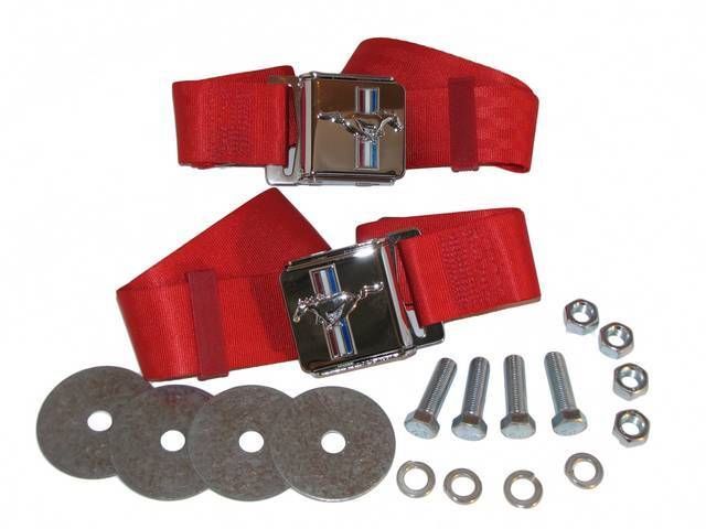 2-Punkt Sicherheitsbeckengurt mit Running Horse, Rot (Red)