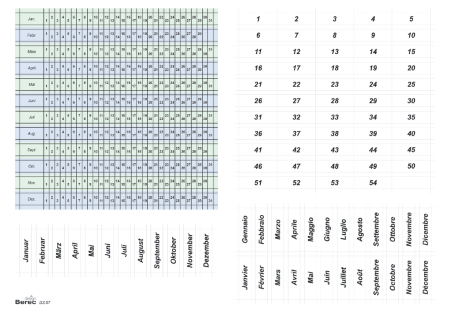 Datumstreifenset für 7-Tage-Woche (selbstklebend)
