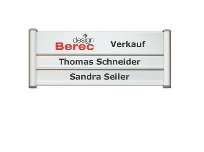 Türschild mit 3 Beschriftungsprofilen Türschild mit 3 Beschriftungsprofilen