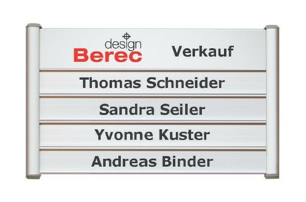 Türschild mit 5 Beschriftungsprofilen