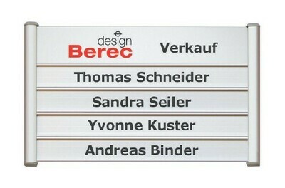 Türschild mit 5 Beschriftungsprofilen Türschild mit 5 Beschriftungsprofilen