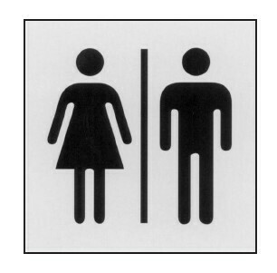 Hinweisschild aus Aluminium Toilette Damen und Herren, selbstklebend