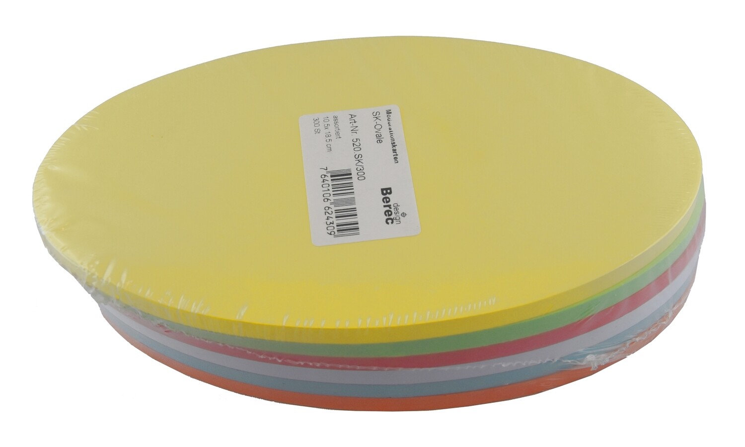 300er Pack Ovale Moderationskarten, farbig sortiert 18,5 x 10,5 cm