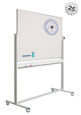 Doppelseitige Drehtafel weiss mit fahrbarem Stativ, RC-Profil alu,
100 x 180 cm