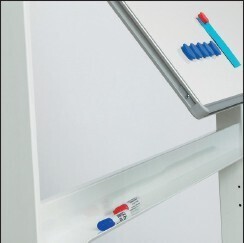 Doppelseitige Drehtafel weiss mit fahrbarem Stativ, RC-Profil alu, 100 x 150 cm