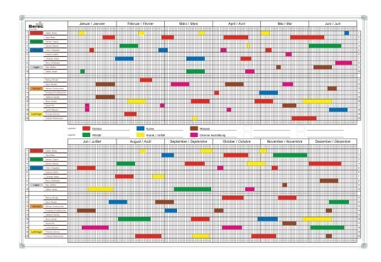 Jahresplaner im Halbjahresformat, für bis zu 20 Pers./Obj., Businessline-Profil alu