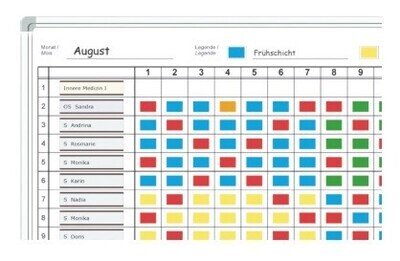 Monatsplaner für 30 Pers./Obj. mit horizontaler Einteilung 1 bis 31, Businessline-Profil alu
