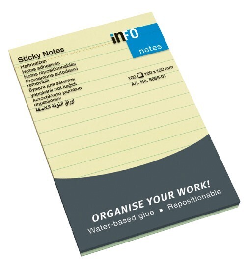 Gelbe Haftnotizen liniert 10 x 15 cm