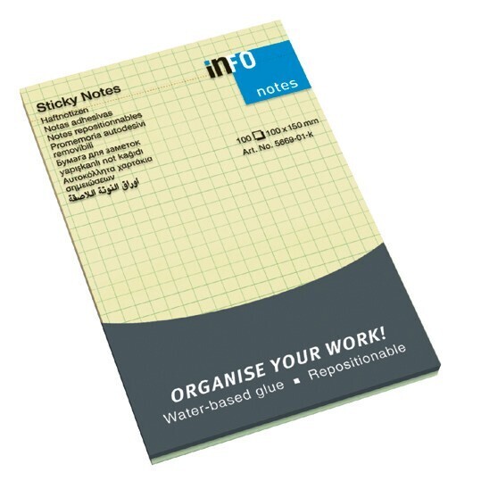Gelbe Haftnotizen kariert, 10 x 15 cm