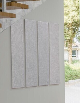 4er-Set Hellgraue Filz-Wandplatten 30 x 120 x 1,9 cm