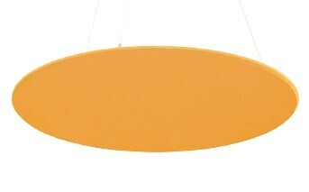 Gelbe Akustik-Deckenplatten rund, Ø 120 x 1,9 cm