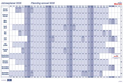 Der folienkaschierte Karton-Jahresplaner von Januar bis Dezember 2025