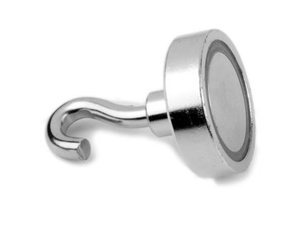 Neodym-Hakenmagnet Ø 25 mm, silber, Haftkraft ca. 18 kg