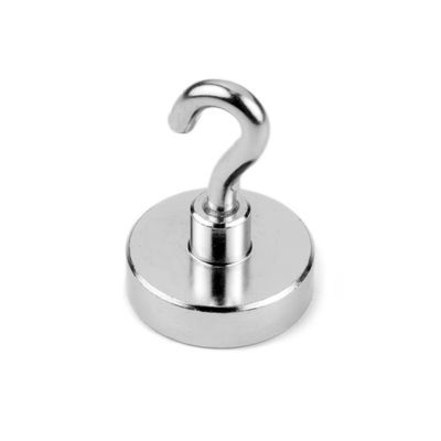 Neodym-Hakenmagnet Ø 25 mm, silber, Haftkraft ca. 18 kg