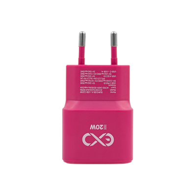 Universelles eXc SLIM Wandladegerät, 1x USB QC + 1x USB PD, 20 W, rosa