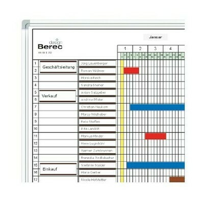 Planungstafel für 30 Personen mit einer 5-Tage-Woche-Einteilung im Ganzjahresformat
