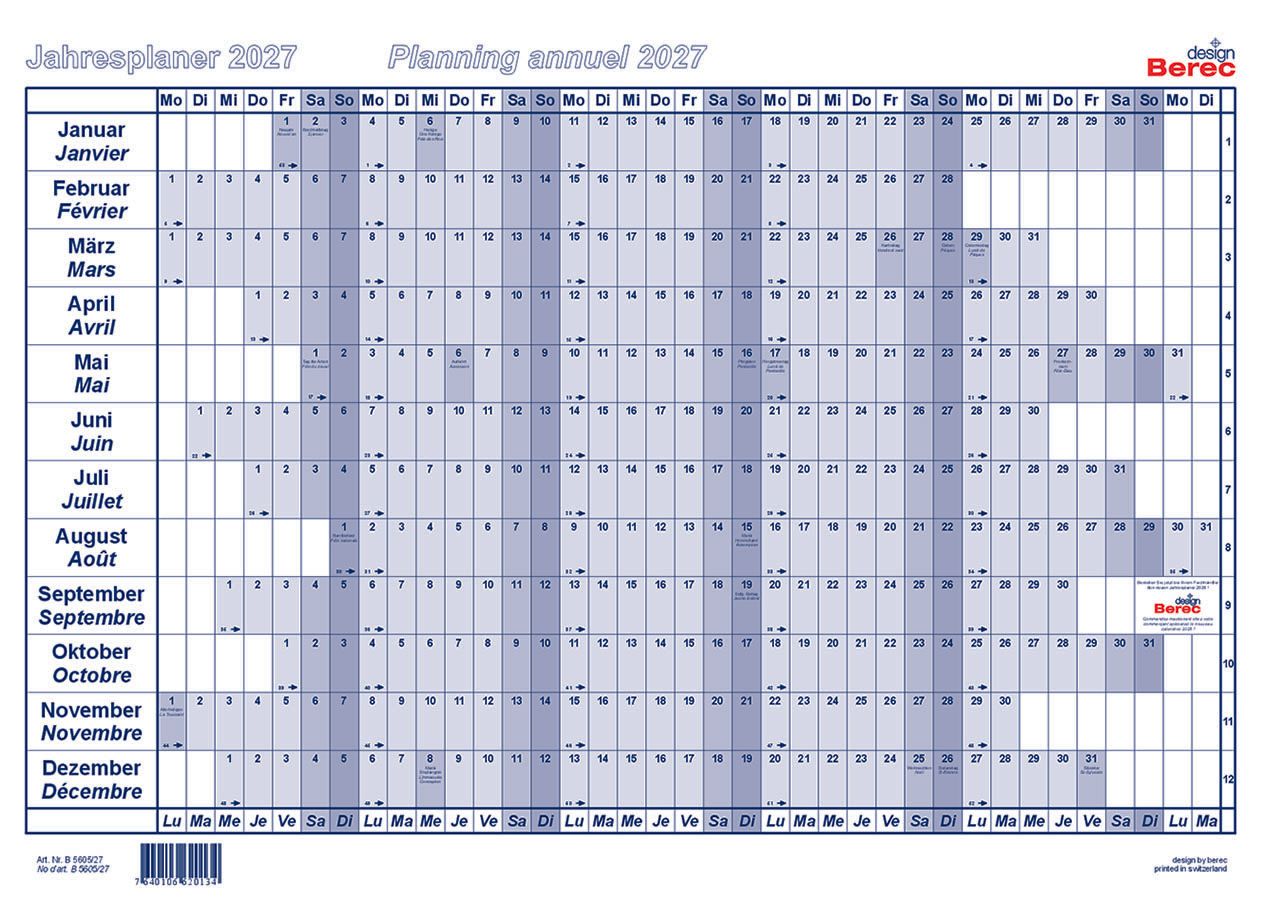 Der Papierjahresplaner A5 von Januar bis Dezember 2027, 9,8 x 4,9 mm (H x B)