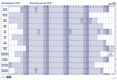 Der folienkaschierte Karton-Jahresplaner von Januar bis Dezember 2027