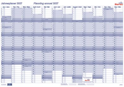 Der folienkaschierte Karton-Jahresplaner von Januar bis Dezember 2027