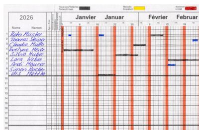 12 Monateplaner Folio als Ferien- &amp; Absenzenplaner mit 50 Zeilen 2027