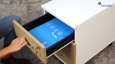 Melamin-Rollcontainer mit Rollen Schublade + Hängeregistratur