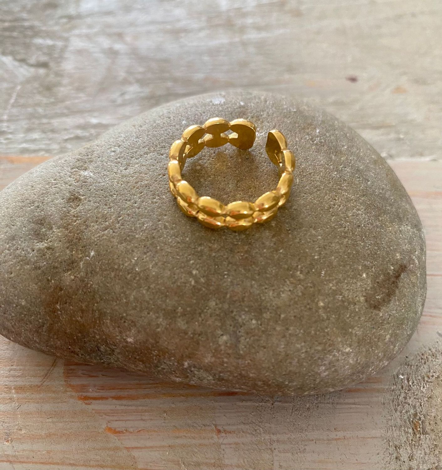 Oval Perlen Ring gold