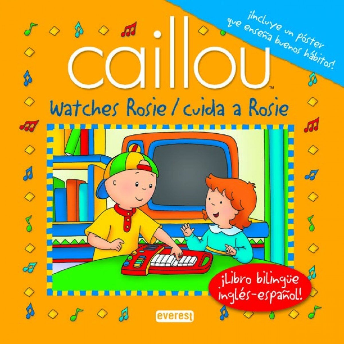 Caillou watches Rosie/cuida a Rosie