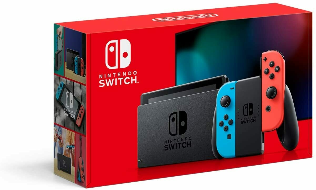 Nintendo Switch with Neon Blue and Neon Red Joy‑Con