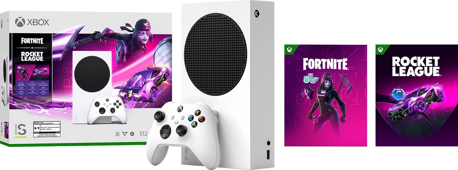 Microsoft - Xbox Series S – Fortnite &amp; Rocket League Bundle (Disc-free Gaming) - White