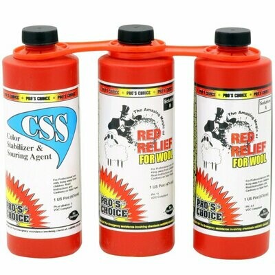 Red Relief for Wool (Parts A&B&CSS Pint Set) by CTI Pro's Choice | Red Stain Remover for Wool