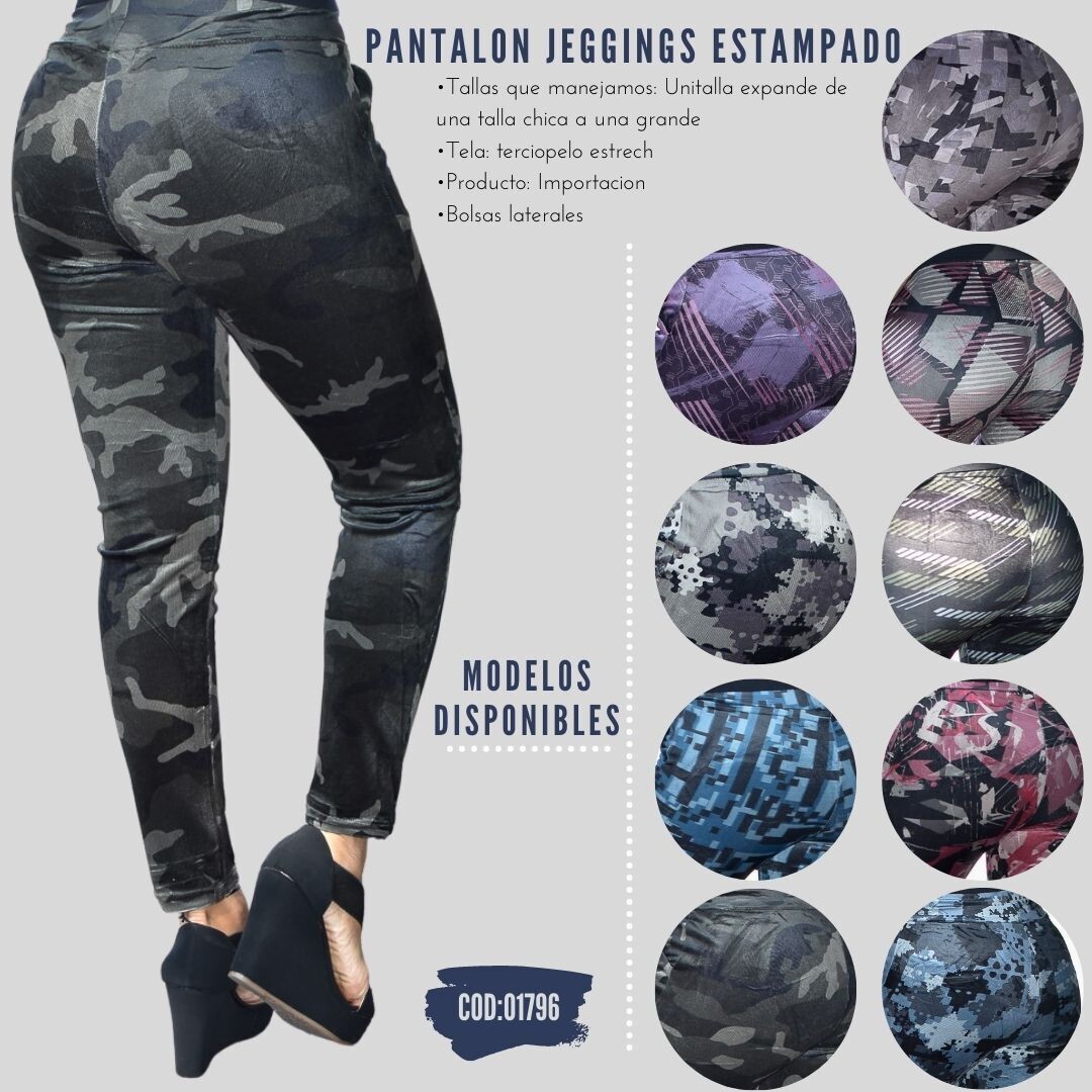 Paquete de 6 Pantalon jeggings estampado modelo 01796-6