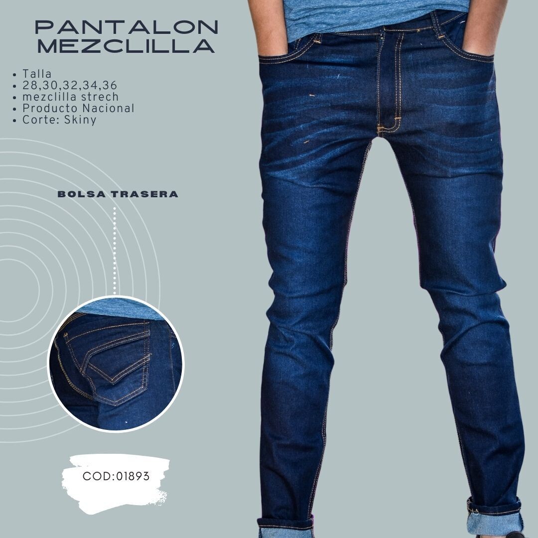 Pantalon para caballero Corte Skinny azul oscuro  Modelo 01893